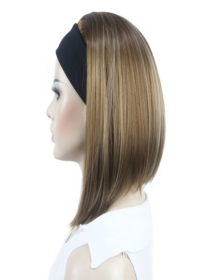 ايمول شعر مستعار قصير مستقيم بوب 3/4 من إيمول مع طوق رأس، شعر مستعار نصف صناعي للنساء (12TT26 بني مع خصلات فاتحة) - Image 4